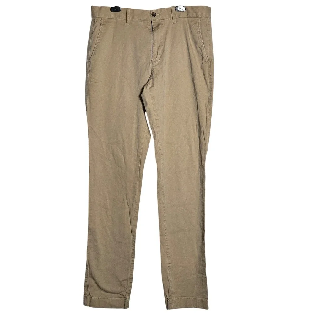 J Crew Mens Flex Athletic Slim Chino Pants 32x34 Khaki Tan Preppy Career Office